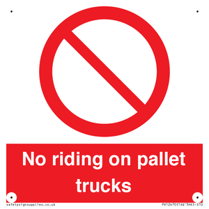 No riding on pallet trucks